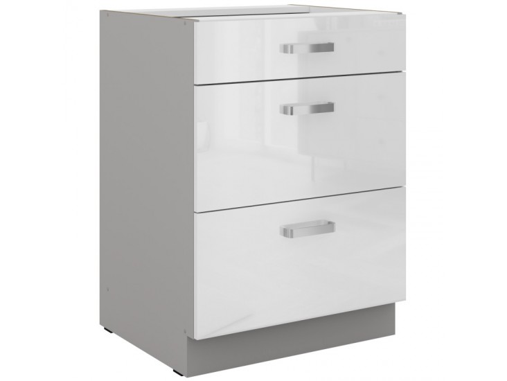 NIKI 25. 60 D 3S BB 60x82x52cm fényes fehér/szürke (munkalap nélkül)