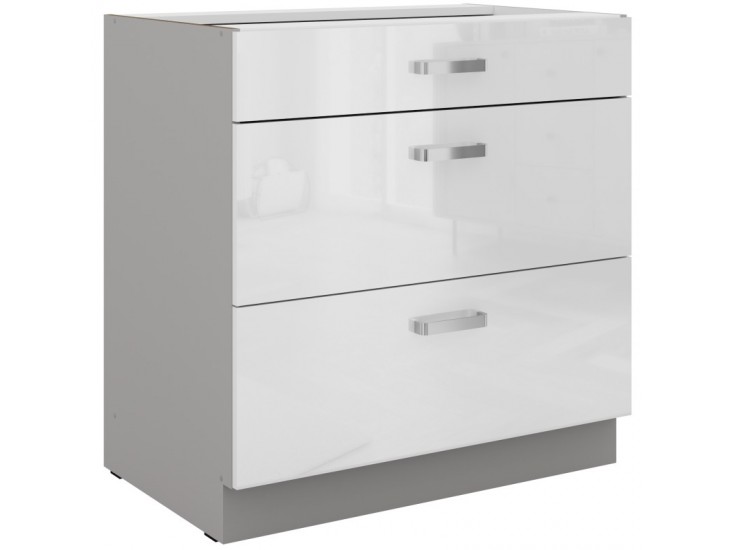 NIKI 25. 80 D 3S BB 80x82x52cm fényes fehér/szürke (munkalap nélkül)