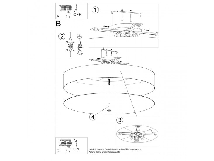 Skala 100 fekete mennyezeti lámpa