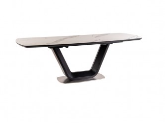 Armani Ceramic asztal fehér (Márvány hatású ) / matt fekete - 160 (220) X90