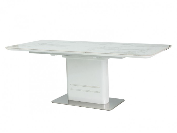 Cartier bővíthető asztal lakk fehér MDF + fém láb 160-210x90