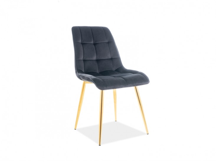 Chic Velvet szék aranyozott fém láb/fekete bársony (Bluvel 19)