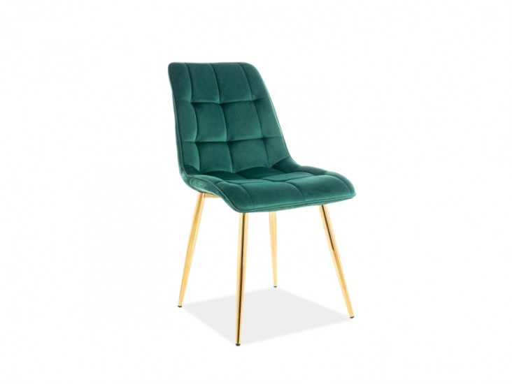 Chic Velvet szék aranyozott fém láb/zöld bársony (Bluvel 78)