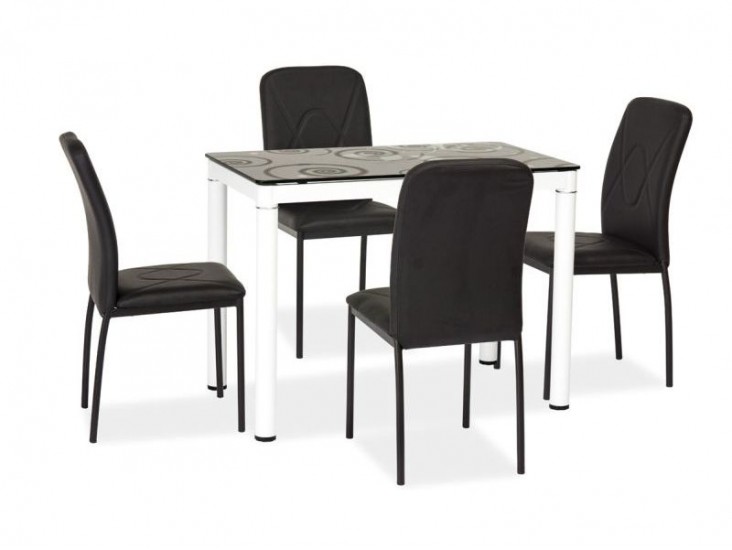 Damar asztal (60x100) fekete asztallap/ fehér láb