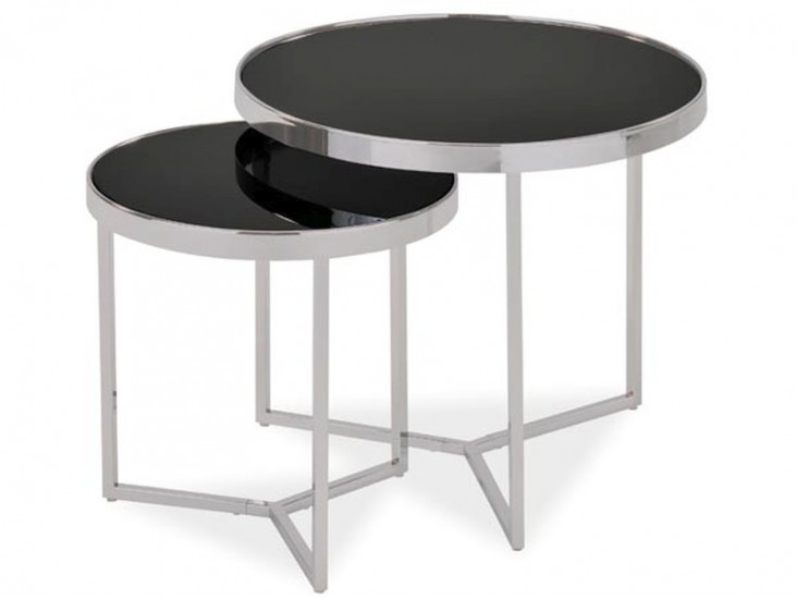 Delia II asztalka fekete üveg asztallap/króm láb (összeállítás)