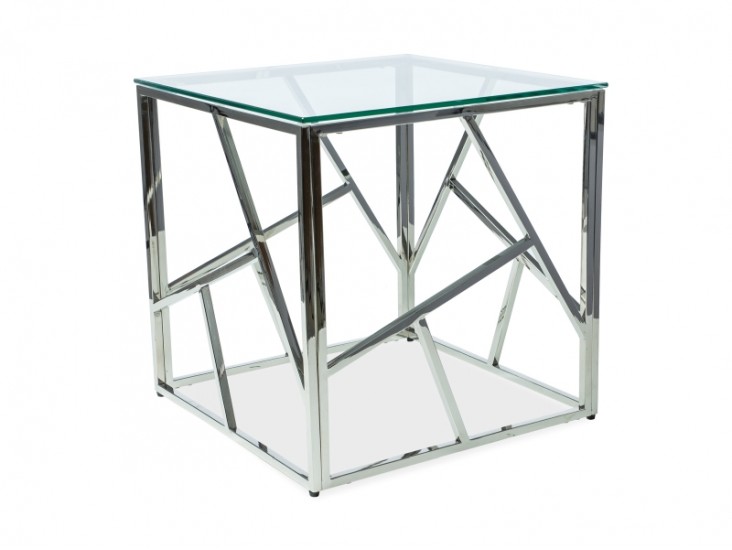 Escada B asztalka 55X55 üveg/ezüst fém