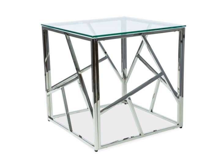 Escada B asztalka 55X55 üveg/ezüst fém Escada B asztalka 55X55 üveg/ezüst fém