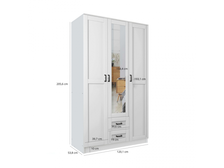 Kami tükrös gardróbszekrény SZL3D2S fehér