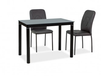 Galant asztal 100x60 fekete üveg/fekete fém láb