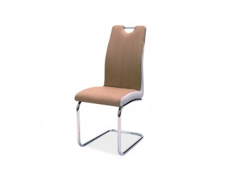 H-342 szék króm/cappuccino textilbőr világos szürke díszítés (készlet erejéig)