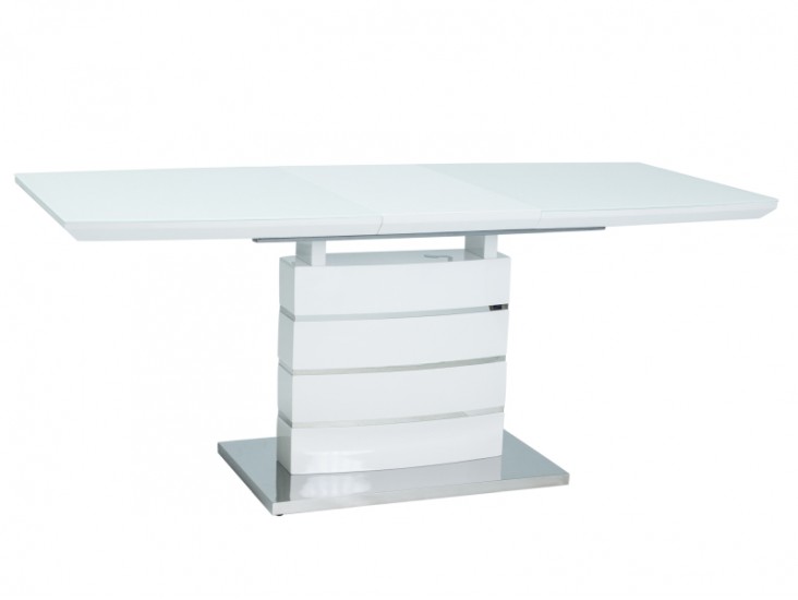 Leonardo bővíthető asztal fehér MDF+üveg (140-180X80)