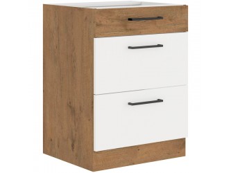 Niki 30. konyha 60 D 3S BB 60x82x52cm fényes fehér/lancelot tölgy (munkalap nélkül)