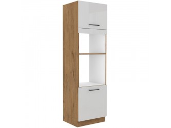 Niki 30. konyha 60 DPM-210 2F 60x210x57cm fényes fehér/lancelot tölgy