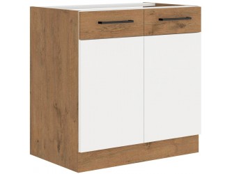 Niki 30. konyha 80 D 2F BB 80x82x52cm fényes fehér/lancelot tölgy (munkalap nélkül)