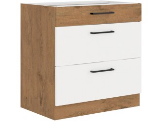 Niki 30. konyha 80 D 3S BB 80x82x52cm fényes fehér/lancelot tölgy (munkalap nélkül)