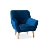 Nordic-1 Velvet fotel bükk/Bluvel 86 sötétkék bársony