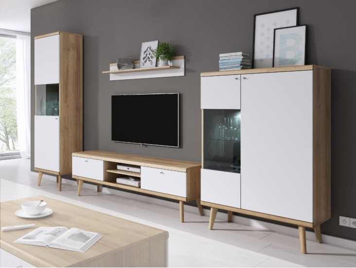 Primo összeállítás I (PWT50 + PRTV160 +-P107 + PWT90) fehér/ riviéra tölgy Primo összeállítás I (PWT50 + PRTV160 +-P107 + PWT90) fehér/ riviéra tölgy