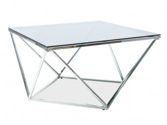 Silver A asztalka 80X80 króm láb/füstüveg