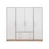 Smart SR1 4 ajtós 2 fiókos szekrény (tükör nélkül)  fehér lux/sonoma tölgy gardrób szekrény