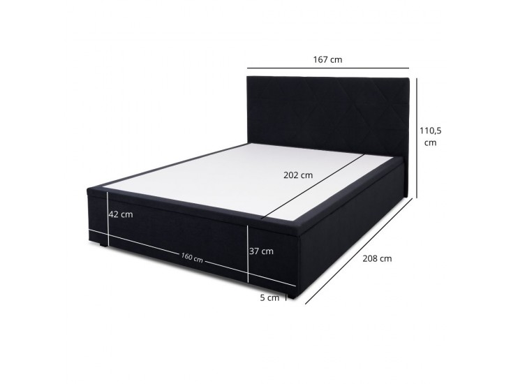 Bellano L160P ágynemű tartós francia ágy fekete/ evok tölgy Bellano L160P ágynemű tartós francia ágy fekete/ evok tölgy