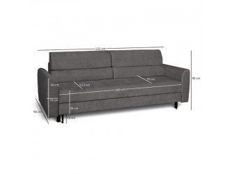 Bolonia 3DL kanapé Vogue16 grafit szövettel