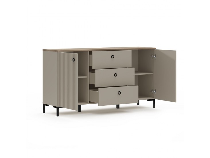 Dominica K2D3S komód taupe/ silverjack tölgy