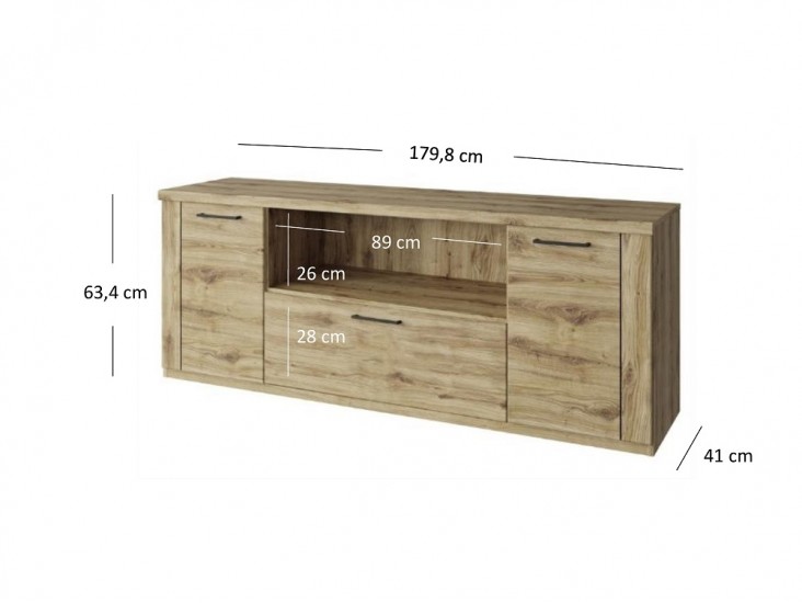 Doorset RTV 2D1S/180 TV állvány navarra tölgy Doorset RTV 2D1S/180 TV állvány navarra tölgy