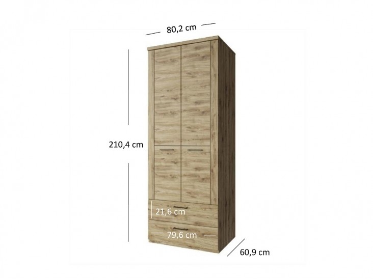 Doorset SZ 2D2S akasztós szekrény navarra tölgy Doorset SZ 2D2S akasztós szekrény navarra tölgy