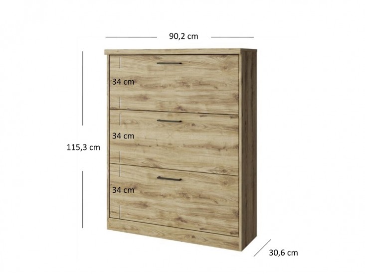 Doorset SZB 3K cipőtartó navarra tölgy Doorset SZB 3K cipőtartó navarra tölgy