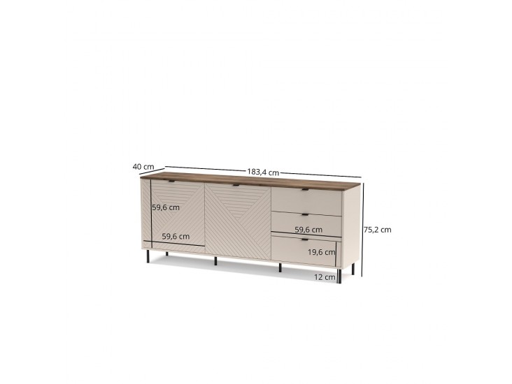 Evo K2D3S komód castello tölgy/ kasmír Evo K2D3S komód castello tölgy/ kasmír