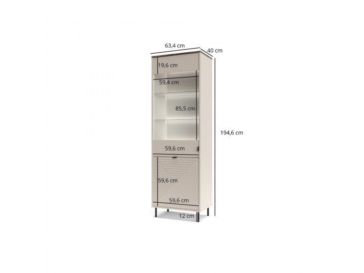 Evo W1D1W vitrin castello tölgy/ kasmír (LED nélkül) Evo W1D1W vitrin castello tölgy/ kasmír (LED nélkül)