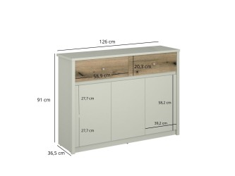 Karin K3D2S komód evok tölgy/ kasmír