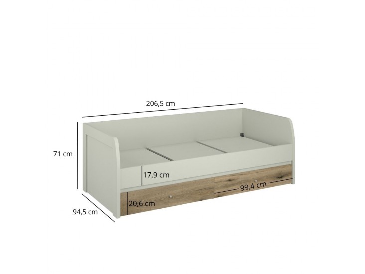 Karin L2S/90 ágy evok tölgy/ kasmír Karin L2S/90 ágy evok tölgy/ kasmír