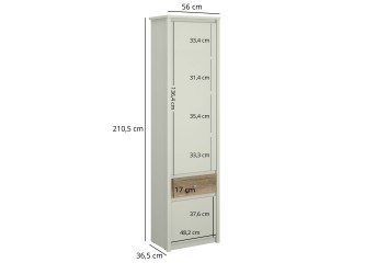 Karin R2D1S polcos szekrény evok tölgy/ kasmír