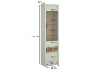 Karin W1D1W1S vitrin evok tölgy/ kasmír