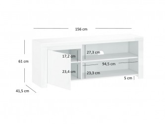 Lingo RTV1D/160 fényes fehér/ fehér tv állvány