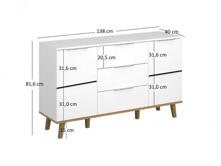 Neptun K2D3S köves tölgy/ fehér