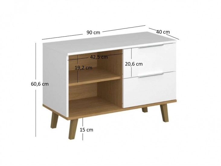 Neptun K2S/90 köves tölgy/ fehér