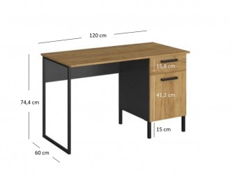 Santes B1D1S/120 antracit/ arany craft tölgy íróasztal