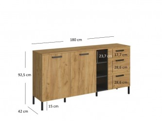 Santes K2D3S antracit/ arany craft tölgy komód