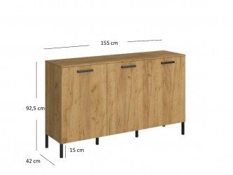 Santes K3D antracit/ arany craft tölgy komód