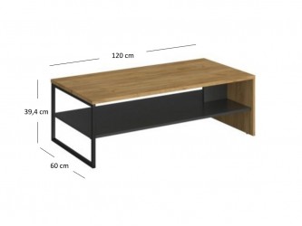 Santes L120 antracit/ arany craft tölgy dohányzó asztal