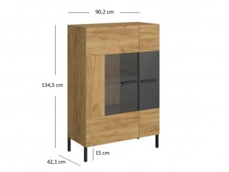Santes WN1D1W antracit/ arany craft tölgy vitrin
