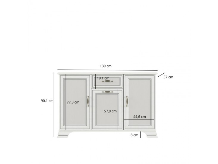 Tiffany II K3D1S komód krém