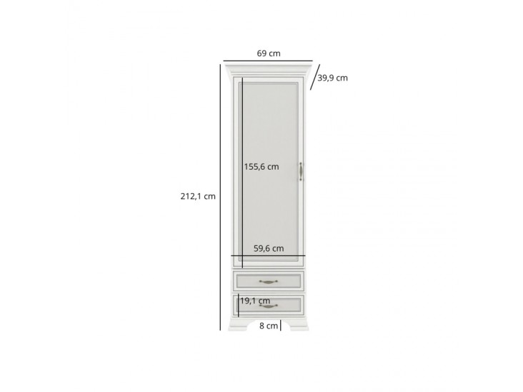 Tiffany II R1D2S polcos szekrény krém