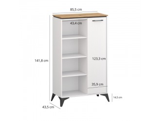 Velutto RON1D alacsony nyitott polcos sz. evok tölgy/ fehér