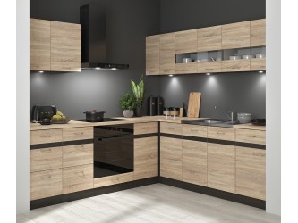 Junona sarokkonyha NAR2 jobbos sonoma tölgy/ wenge sonoma tölgy munkalappal