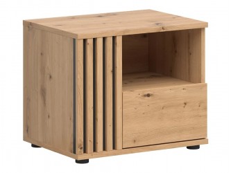 Vabres KOM1S/L éjjeliszekrény balos fekete/ artisan tölgy