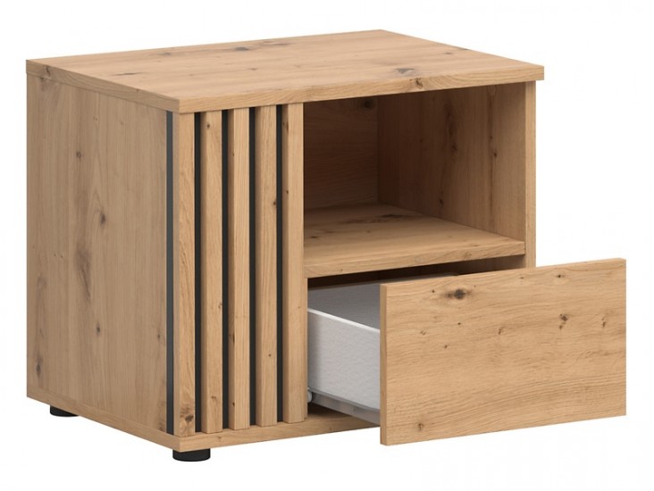 Vabres KOM1S/L éjjeliszekrény balos fekete/ artisan tölgy