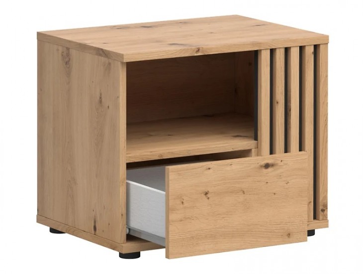 Vabres KOM1S/P éjjeliszekrény jobbos fekete/ artisan tölgy